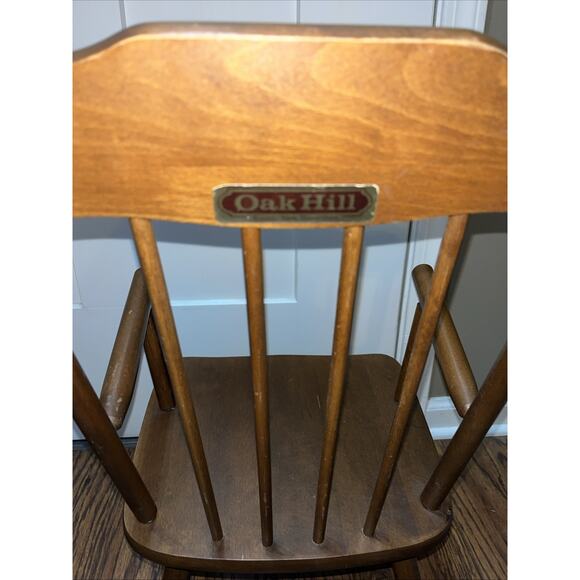 Vintage OAK HILL USA Rustic Country Maple Wood CHILD Mini Rocking Chair - Picture 2 of 9